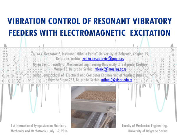 Pdf Vibration Control Of Resonant Vibratory Feeders With
