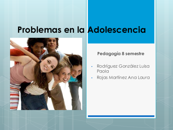 (PPT) Problemas en la adolescencia