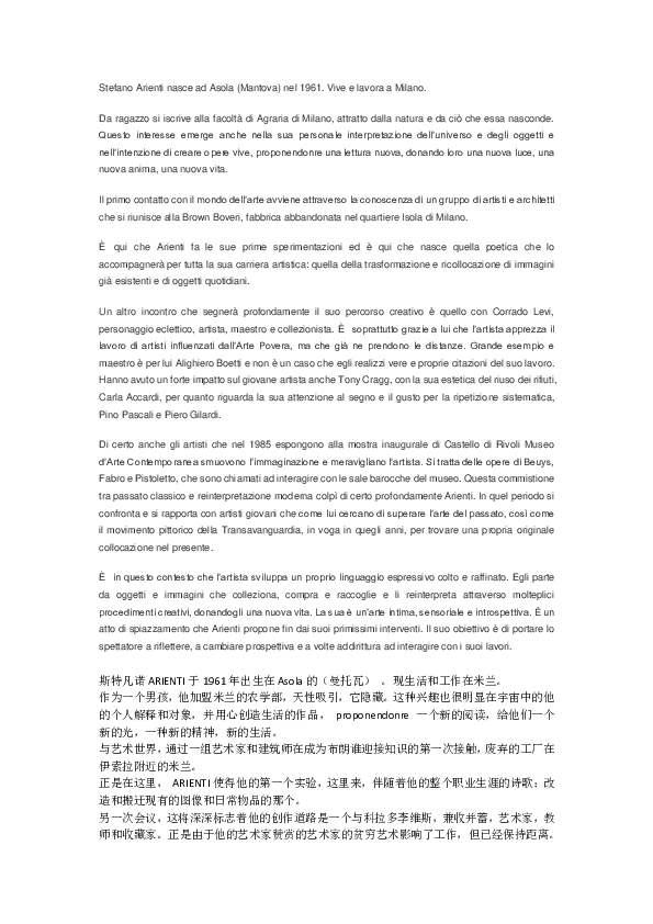 Doc Stefano Arienti Nasce Ad Asola Mantova Nel 1961 Vive E Lavora A Milano Mei Susina Academia Edu