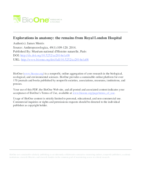 Explorations in anatomy: the remains from Royal London Hospital