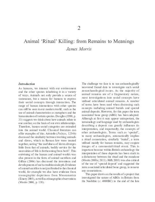 Animal 'ritual' killing; from remains to meanings