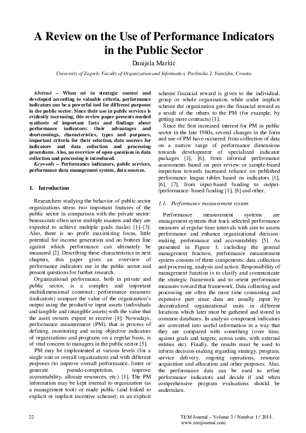 (PDF) A Review on the Use of Performance Indicators in the Public