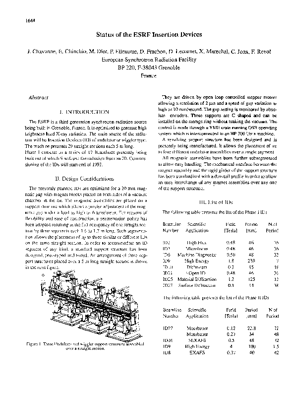 (PDF) Status of the ESRF Insertion Devices