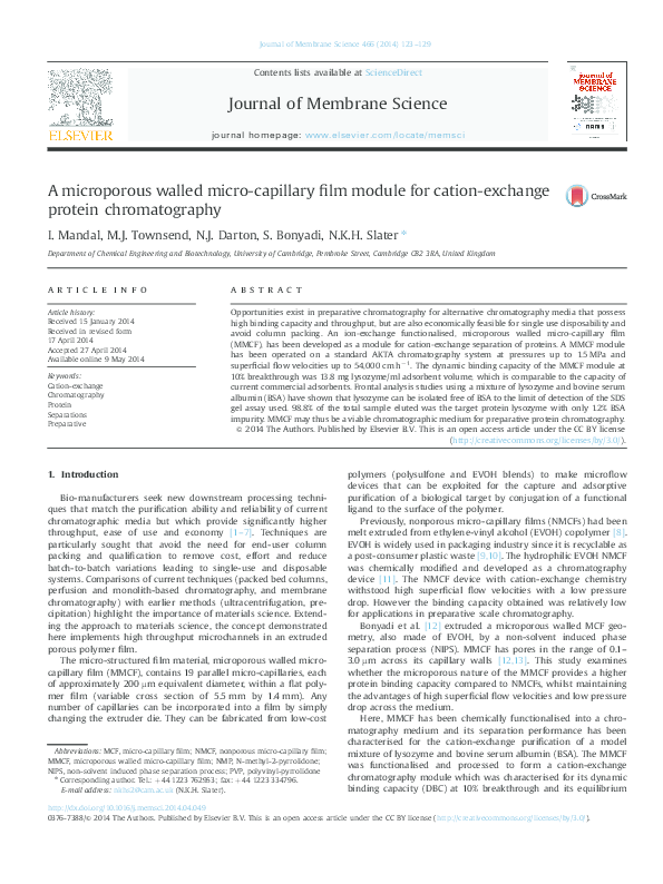 (PDF) A microporous walled microcapillary film module for cation