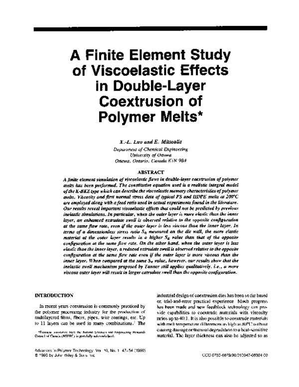 (PDF) A Finite Element Study of Viscoelastic Effects in Double-Layer ...