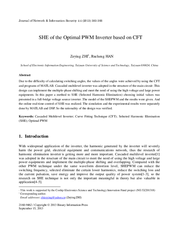 (PDF) Journal of Network & Information Security 4 SHE of the Optimal ...