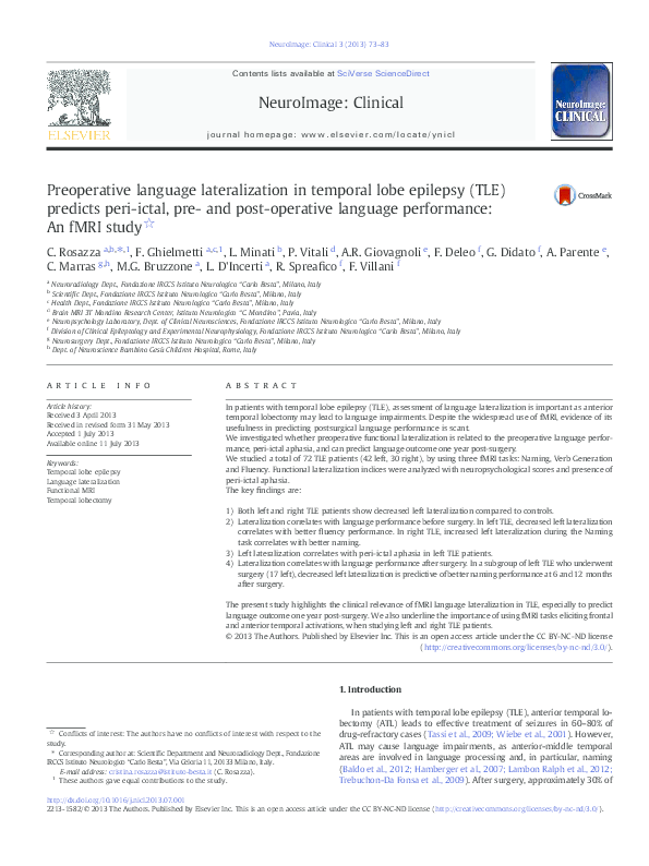 (PDF) Preoperative language lateralization in temporal lobe epilepsy ...