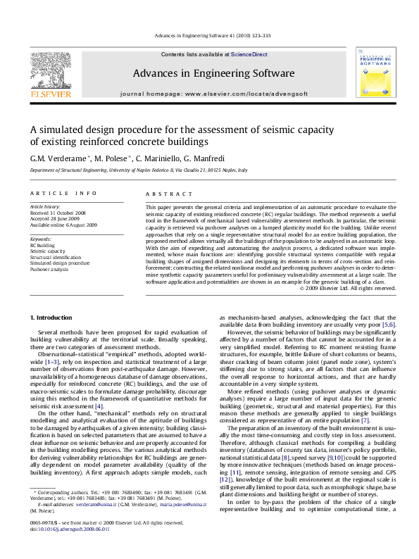 (PDF) A simulated design procedure for the assessment of seismic ...