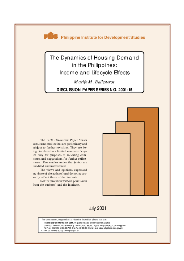 (PDF) The Dynamics of Housing Demand in the Philippines: Income and ...