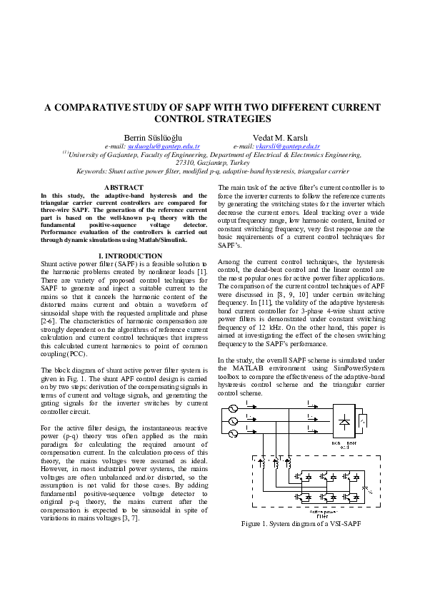 (PDF) A COMPARATIVE STUDY OF SAPF WITH TWO DIFFERENT CURRENT CONTROL ...