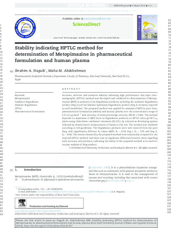 (PDF) Stability indicating HPTLC method for determination of ...