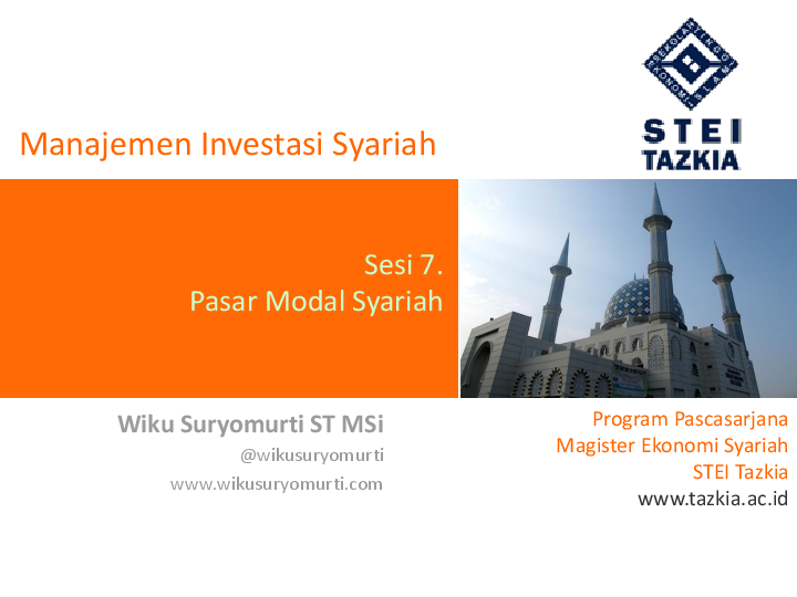 (PPT) Sesi 7 Manajemen Investasi Pasar Modal Syariah Cesc Mohammed