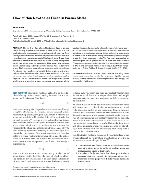 Flow of Non-Newtonian Fluids in Porous Media