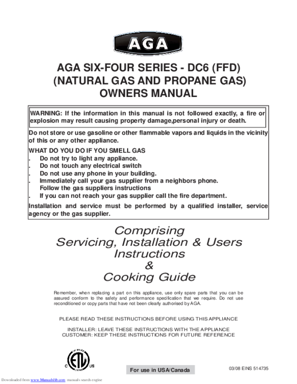 (PDF) AGA SIXFOUR SERIES DC6 (FFD) (NATURAL GAS AND PROPANE GAS