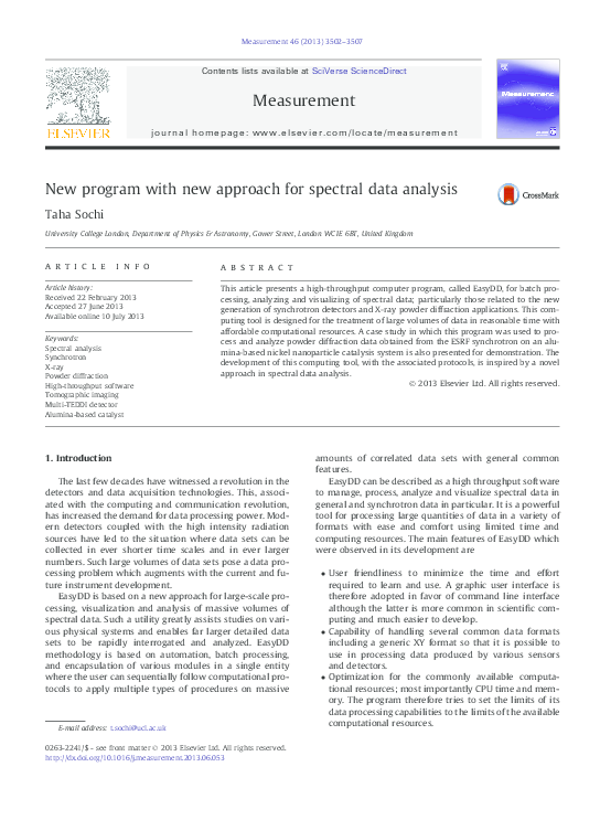 New program with new approach for spectral data analysis