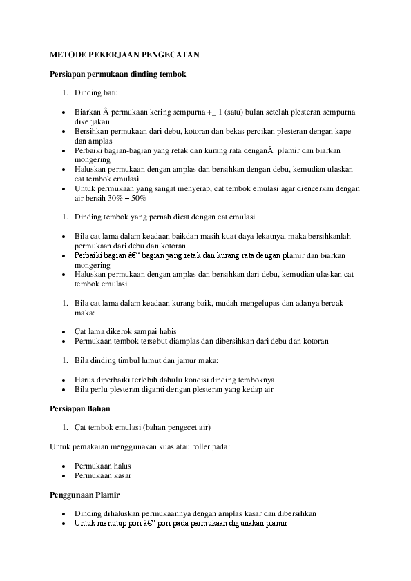 METODE PEKERJAAN PENGECATAN