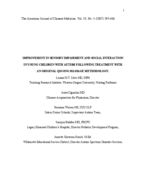 (PDF) Improvement in Sensory Impairment and Social Interaction in Young