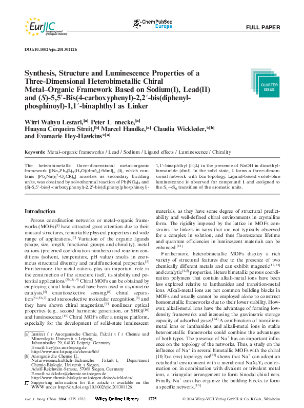 (PDF) Synthesis, Structure and Luminescence Properties of a Three ...