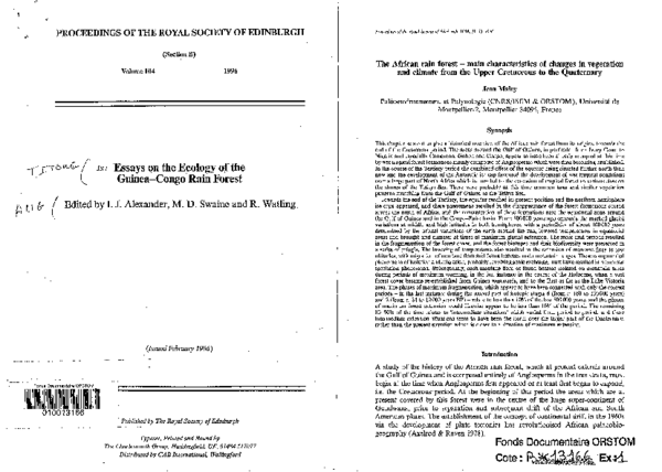 (PDF) MALEY, J. 1996, The African rainforest : main characteristics of ...