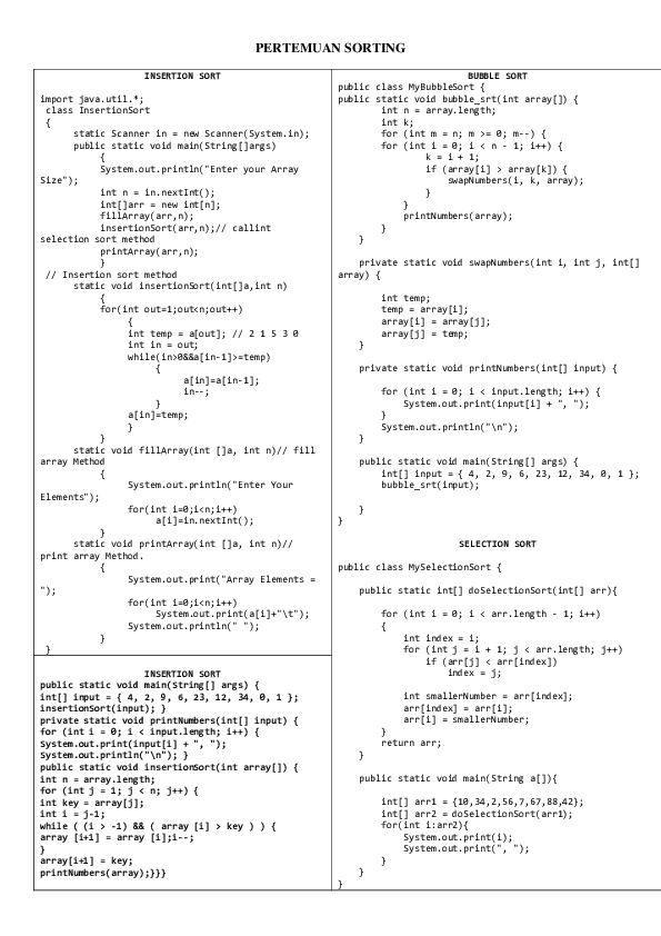 struktur data (sorting) java | Anni Karimatul Fauziyyah - Academia.edu