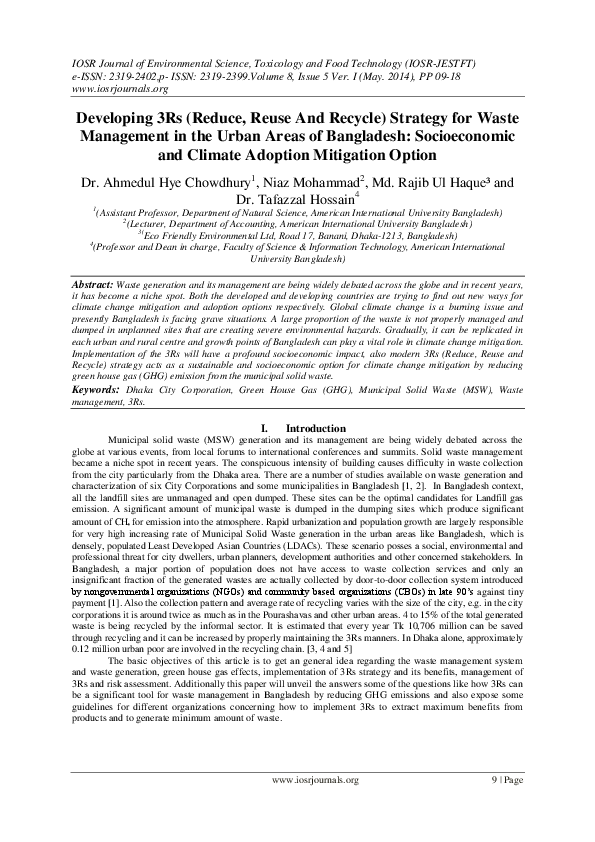 (PDF) Developing 3Rs (Reduce, Reuse And Recycle) Strategy for Waste ...