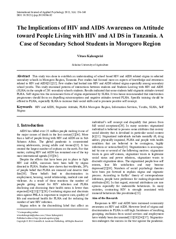 (PDF) The Implications of HIV and AIDS Awareness on Attitude toward ...