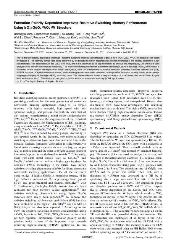 (PDF) Formation-Polarity-Dependent Improved Resistive Switching Memory ...