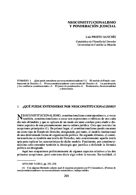 NEOCONSTITUCIONALISMO Y PONDERACIÓN JUDICIAL