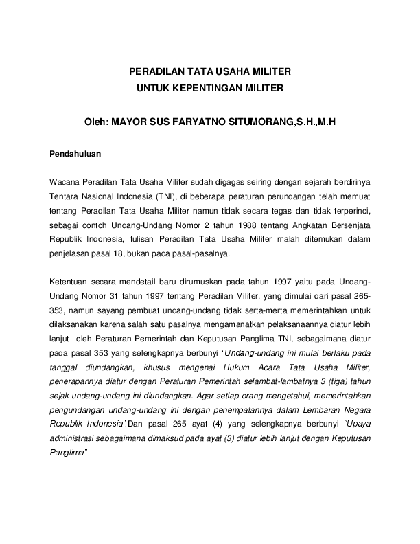 (DOC) PERLUKAH PERADILAN TATA USAHA MILITER ? faryatno