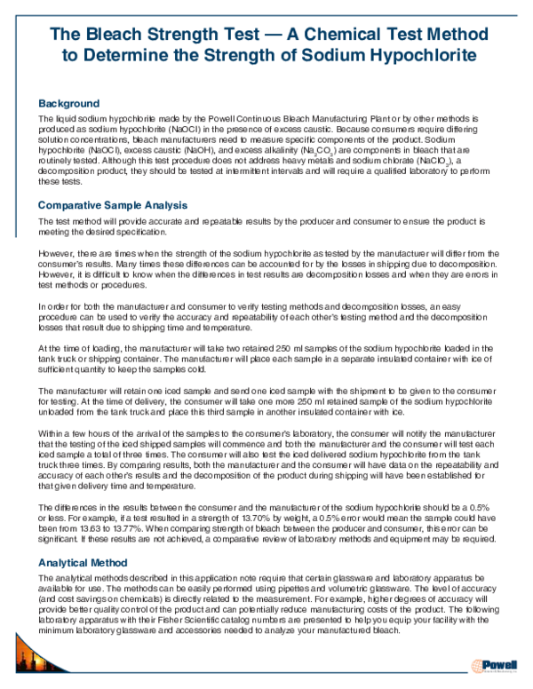 (PDF) The Bleach Strength Test — A Chemical Test Method to Determine
