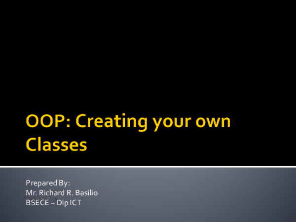 (PPT) Creating your own Classes