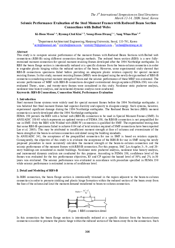 (PDF) Seismic Performance Evaluation of the Steel Moment Frames with ...