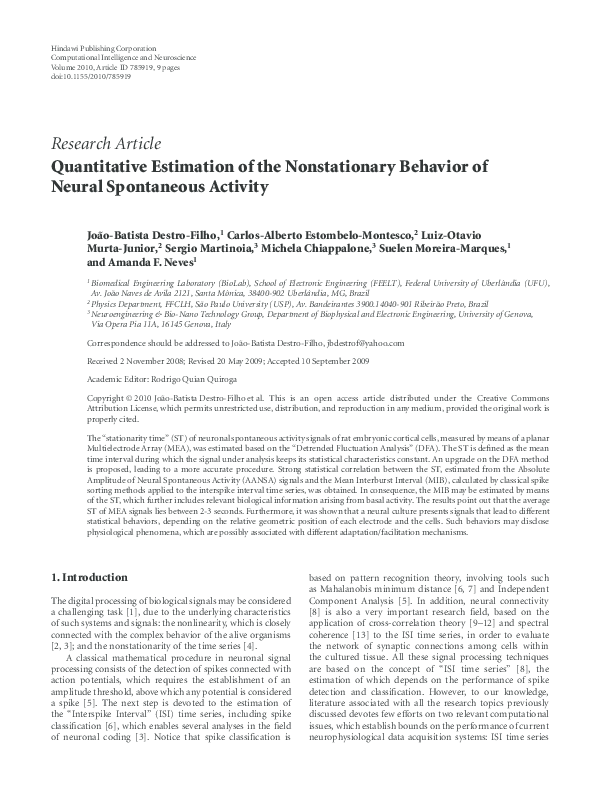 (PDF) Quantitative Estimation of the Nonstationary Behavior of Neural ...