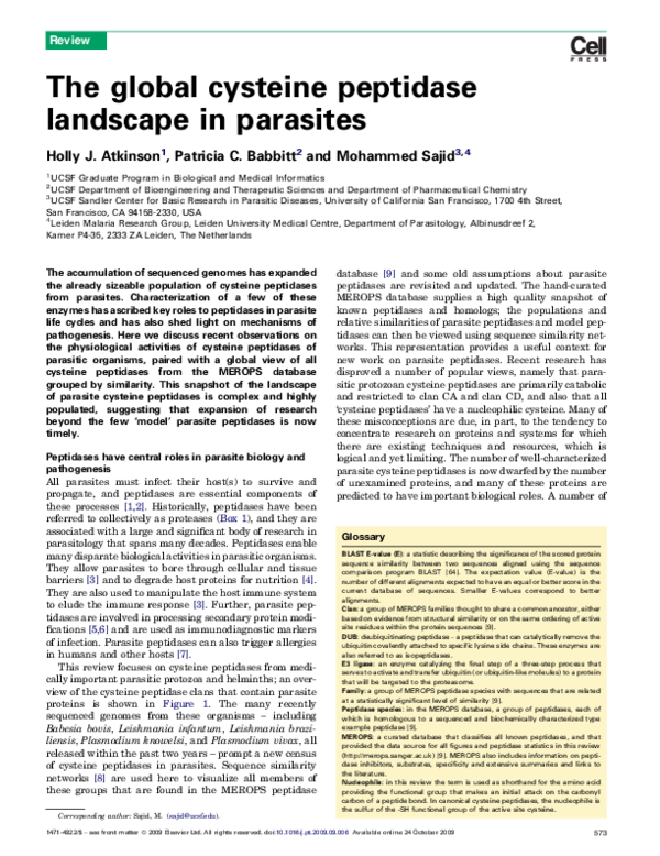 (PDF) The global cysteine peptidase landscape in parasites