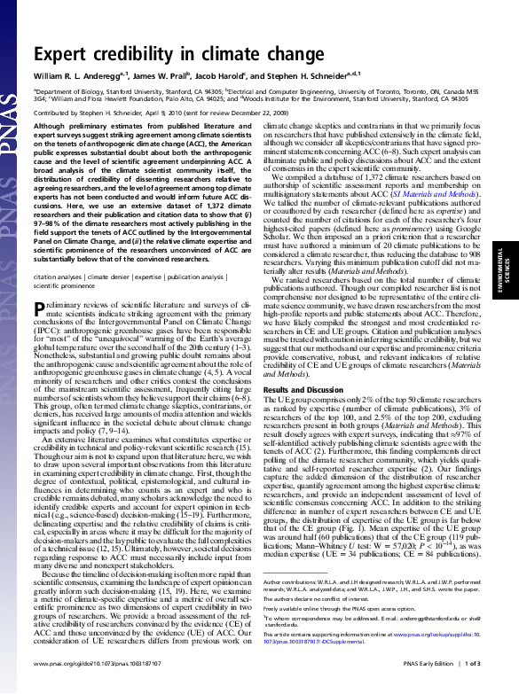 Expert credibility in climate change