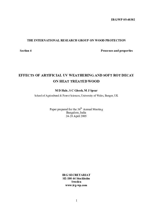(PDF) Effects of artificial UV weathering and soft rot decay on heat