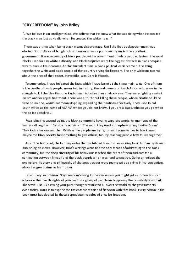 Cry freedom essay 06 image