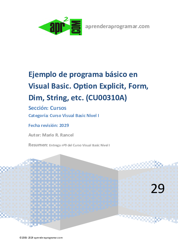(PDF) Ejemplo de programa básico en Visual Basic Resumen: Entrega nº9 ...
