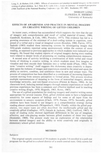 (PDF) Effects of Awareness and Practice in Mental Imagery on the ...
