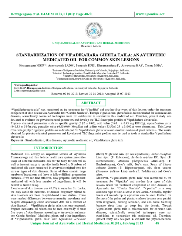 (PDF) UNIQUE JOURNAL OF AYURVEDIC AND HERBAL MEDICINES Research Article