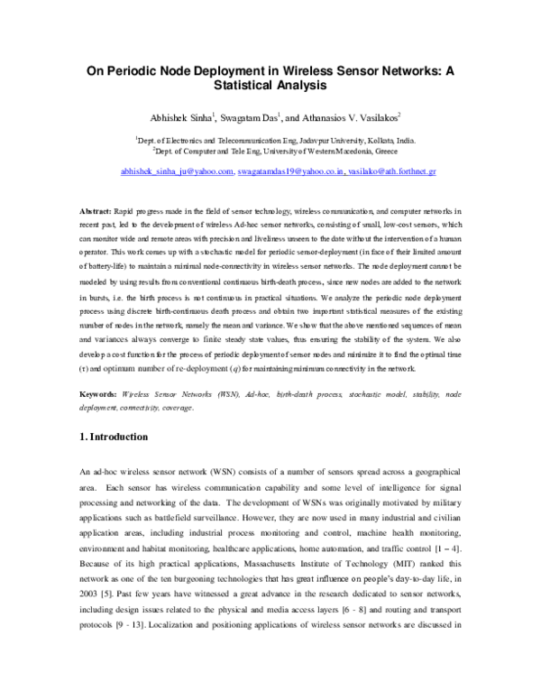 (PDF) On Periodic Node Deployment in Wireless Sensor Networks: A ...