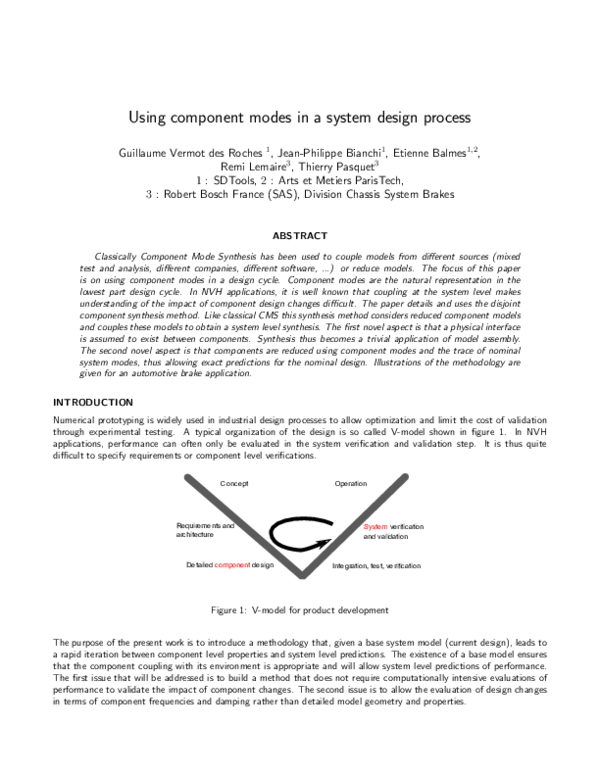 (PDF) Using component modes in a system design process