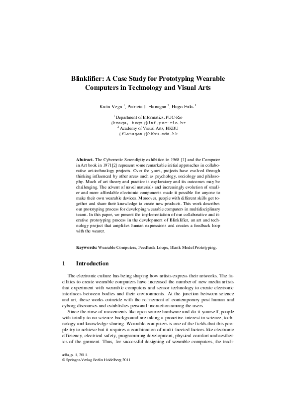 (DOC) Blinklifier: A Case Study for Prototyping Wearable Computers in ...
