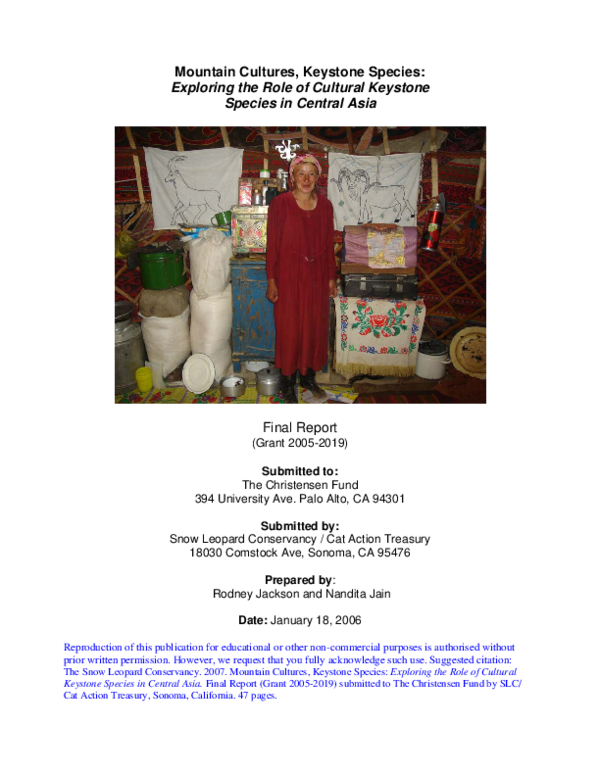 (PDF) Mountain Cultures, Keystone Species: Exploring the Role of