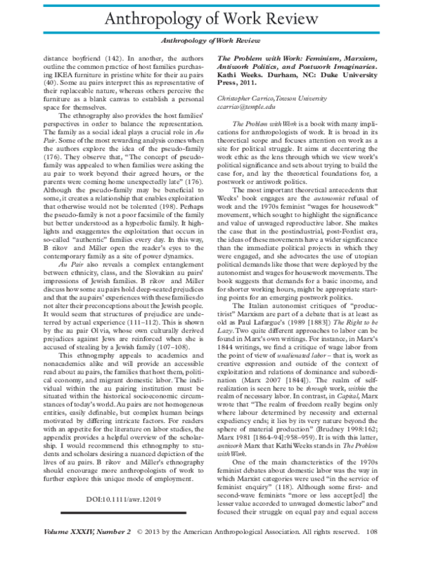  pdf review of the problem with work feminism marxism antiwork