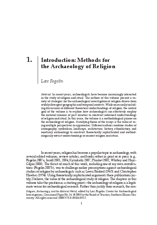 (PDF) Religion, Archaeology, and the Material World Lars Fogelin
