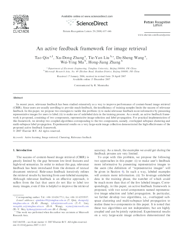 (PDF) An active feedback framework for image retrieval
