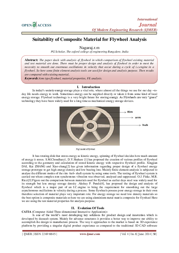 (PDF) Suitability of Composite Material for Flywheel Analysis IJMER Journal Academia.edu