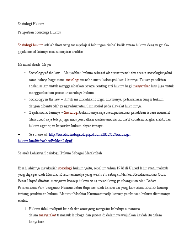 Sosiologi Hukum Satrya Budi Pratama Academia Edu