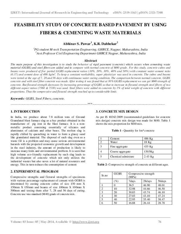 (PDF) FEASIBILITY STUDY OF CONCRETE BASED PAVEMENT BY USING FIBERS ...